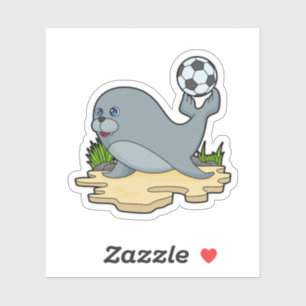 Zegel als Voetbalspeler met Voetbal Sticker