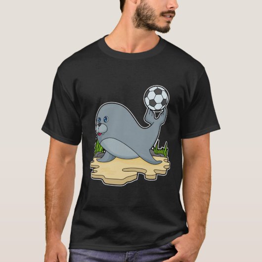 Zegel als Voetbalspeler met Voetbal T-shirt (Voorkant)