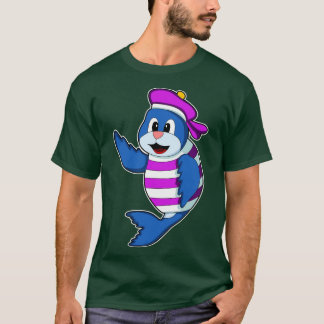 Zegel als zeeman met Pet T-shirt