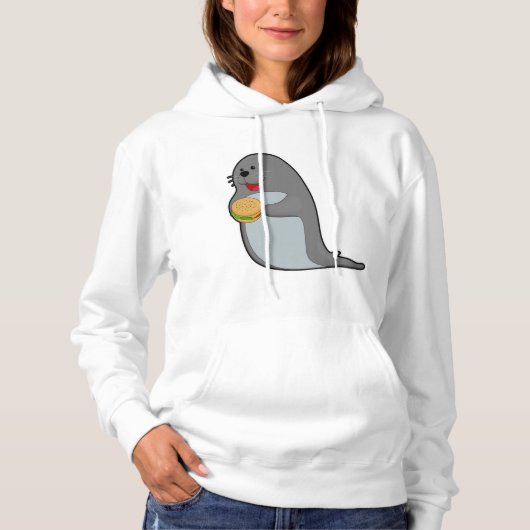 Zegel bij Eating met Burger Hoodie (Voorkant)
