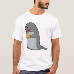 Zegel bij Eating met Burger T-shirt