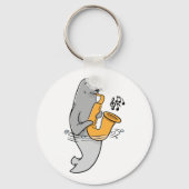 Zegel die de saxofone afspeelt sleutelhanger (Voorkant)