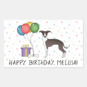 Zegel en witte Italiaanse grijnshond - Happy Birth (Voorkant)