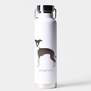 Zegel en witte Italiaanse windhond met aangepaste Waterfles