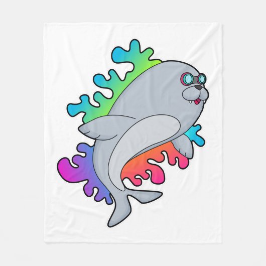 Zegel met bril fleece deken (Voorkant)