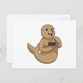 Zegel met cake briefkaart (Voorkant / Achterkant)