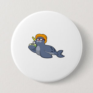Zegel met kokosnoot ronde button 7,6 cm