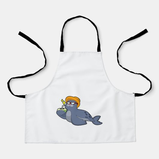 Zegel met kokosnoot schort (Voorkant)