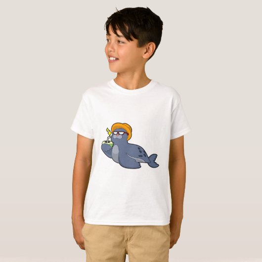 Zegel met kokosnoot t-shirt (Voorkant volledig)