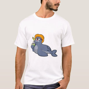 Zegel met kokosnoot t-shirt