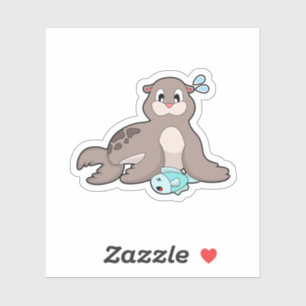 Zegel met vis sticker