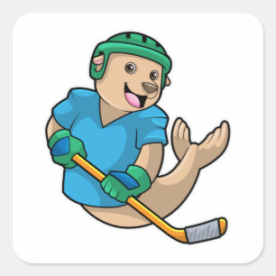 Zegel op ijshockey met ijshockeystick