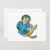 Zegel op ijshockey met ijshockeystick briefkaart (Voorkant / Achterkant)