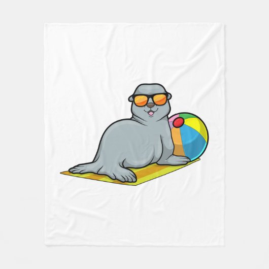 Zegel op zon met waterpolo fleece deken (Voorkant)