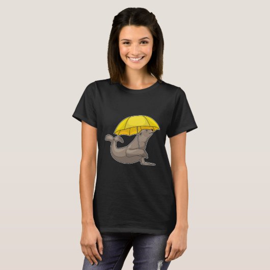 Zegel Raining Umbrella T-shirt (Voorkant volledig)