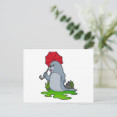 Zegel Regenende Paraplu Briefkaart (Staand voorkant)