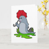 Zegel Regenende Paraplu Kaart (Gele Bloem)