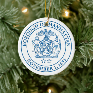 Zegel van de Borough of Manhattan, NYC Keramisch Ornament