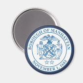 Zegel van de Borough of Manhattan, NYC Magnet Magneet (Voorkant / Achterkant)