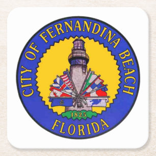 Zegel van Fernandina Beach, Florida Vierkante Kartonnen Onderzetter