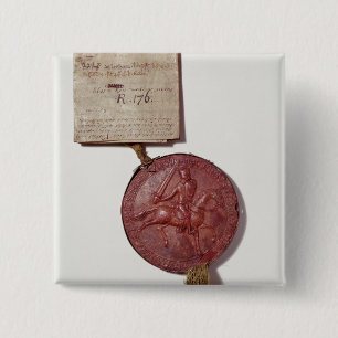 Zegel van koning Richard I Vierkante Button 5,1 Cm