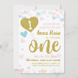 Zegen haar kleine hart eerste verjaardag uitnodigi kaart