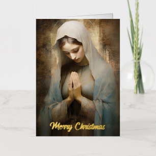 Zegen Maria Biddend Kerstmis Goud Folie Wenskaart