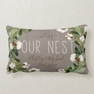 Zegen onze Nest Naam Krans Foto Wedding Keepsake Kussen