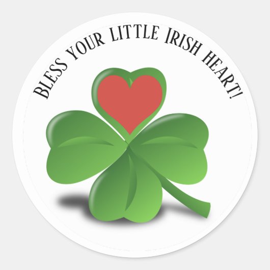 Zegen uw kleine Ierse hart Shamrock Ronde Sticker (Voorkant)
