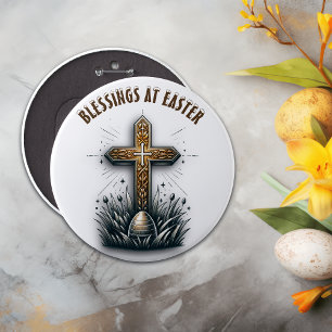 Zegeningen bij Pasen Christelijk Kruis Ronde Button 6,0 Cm