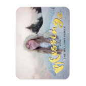 Zegeningen Faux Goud Script Vakantie Kerstmis Foto Magneet (Verticaal)