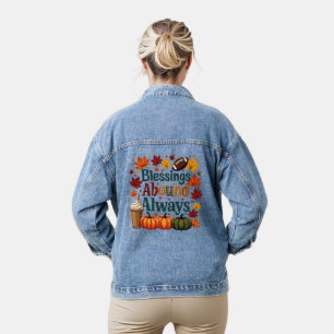 Zegeningen in overvloed altijd herfstontwerp denim jacket