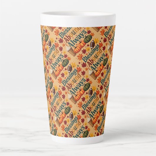 Zegeningen in overvloed altijd herfstontwerp latte mok (Voorkant)