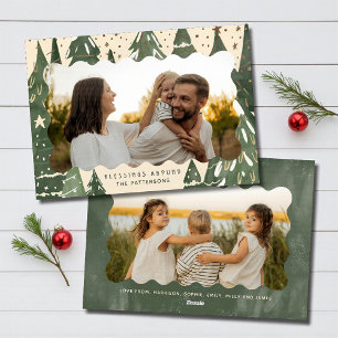 Zegeningen Overvloedig 2 Foto Familie Kerstmis Feestdagenkaart