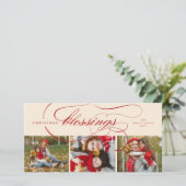 Zegeningen Script Religieus Kerst Elegant Foto Feestdagenkaart (Staand voorkant)