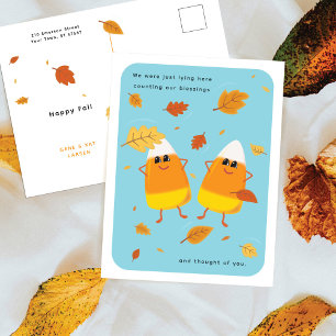 zegeningen tellen Sky Blue Candy Corn Herfst Kaa Feestdagenkaart