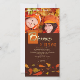 Zegeningen van het seizoen. Thanksgiving fotokaart Feestdagenkaart