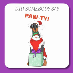 Zei iemand feestje! Schattige Dobermann Vierkante Sticker