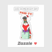 Zei iemand paw-ty? Cute Doberman Kerstmis Sticker (Vel)
