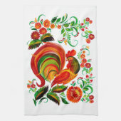 Zeichnung eines Hahns im Volksstil. Theedoek (Verticaal)