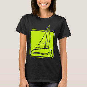 Zeil Logo Symbool Vierkant Zeilboot Schip Kapitein T-shirt