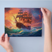 Zeil schip op een stormachtig Zee Flyer (Hand)