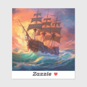 Zeil schip op een stormachtig Zee Sticker