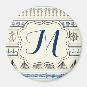 Zeilanker Nautisch Monogram Initiaal Magneet