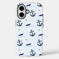 Zeilboat en anker Pattern Blue