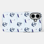Zeilboat en anker Pattern Blue Case-Mate iPhone Case (Achterkant (horizontaal))