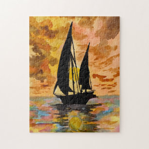 Zeilboeg en oceaanzonneschijn legpuzzel