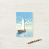 Zeilboot - 3D rendering Post-it® Notes (Op bureau)