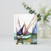 Zeilboot Abstract - CricketDiane Ocean Art Briefkaart (Staand voorkant)