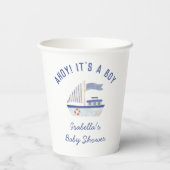 Zeilboot Ahoy! Het is een Boy Boy Baby shower Papieren Bekers (Achterkant)